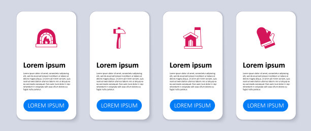 设置防护手套，铁匠车间内部，锤子和铁匠烤箱。业务信息图模板。向量图片下载