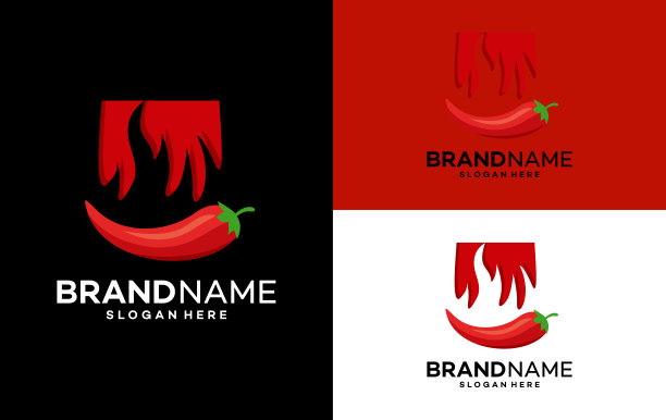 Hot Chili标志设计概念向量，Fire Chili标志符号，Spice食品符号图标图片下载
