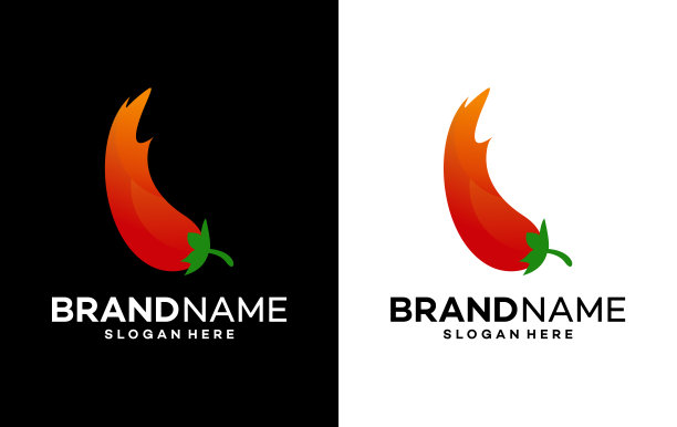 Hot Chili标志设计概念向量，Fire Chili标志符号，Spice食品符号图标图片下载