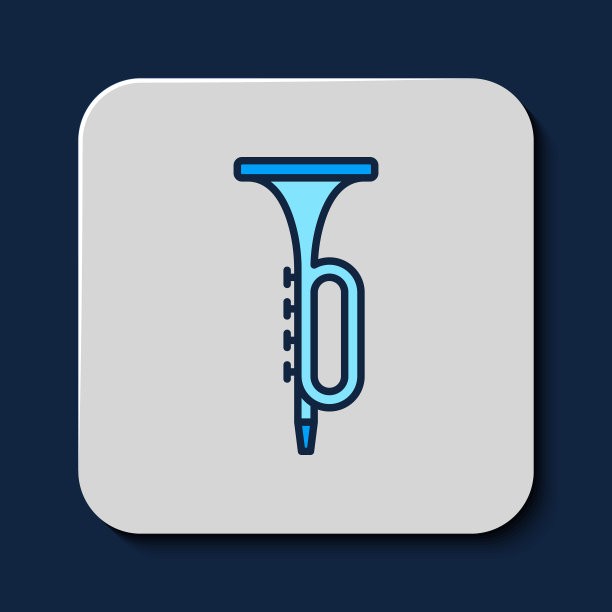 填充轮廓喇叭图标孤立在蓝色背景。乐器。向量图片下载