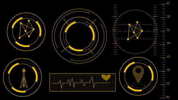 棕色线条和圆形hud插图。Si - fi技术雷达背景。图片下载