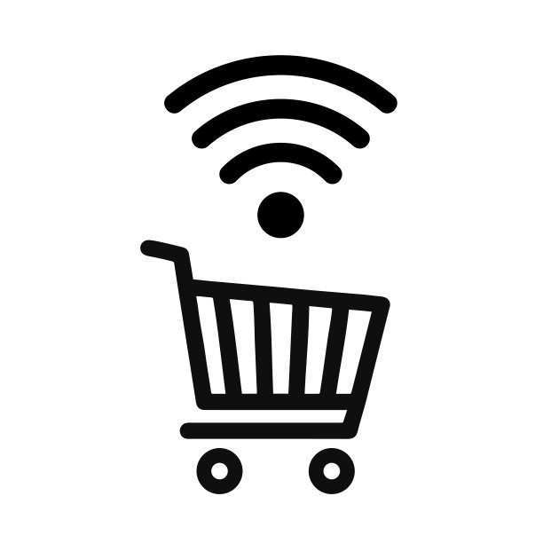 购物车无线图标，网上购物，智能购物车wifi符号-为库存图片下载