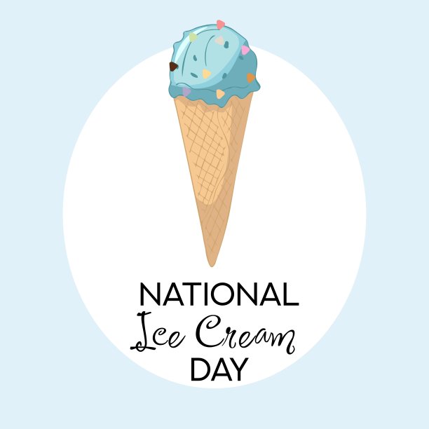 一幅手绘的华夫蛋筒水果冰淇淋插画。国家冰淇淋日快乐卡片。图片下载
