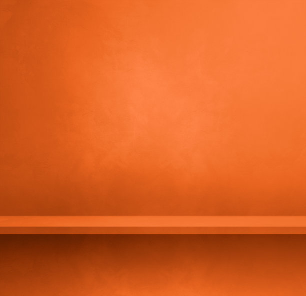 霓虹灯橙色混凝土墙上的空架子。背景模板。广场模型图片下载