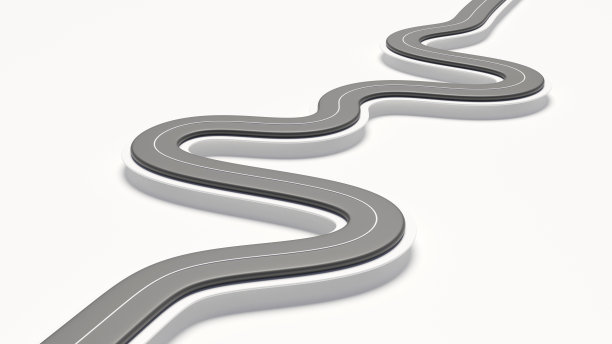 蜿蜒的道路时间线概念。三维渲染图片下载