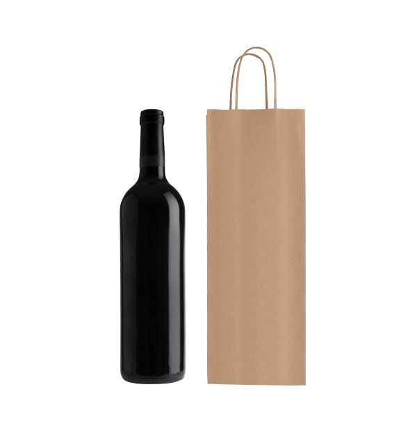 无标签的牛皮纸袋和酒瓶。图片下载