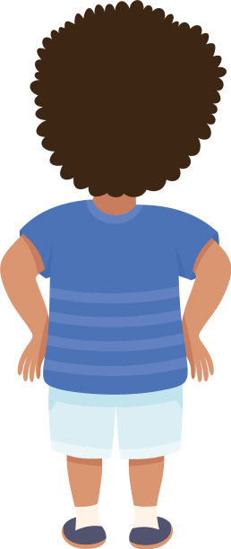 穿着蓝色运动衫的小男孩站着转过身图片下载