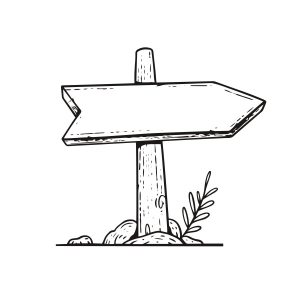 手绘木标志在极黑色轮廓风格矢量艺术。图片下载