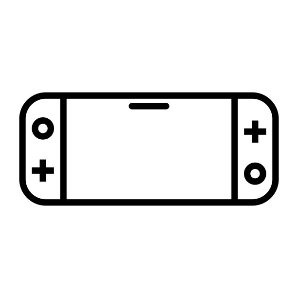 便携式游戏机图标为黑线样式图标，样式孤立在白色背景上图片下载