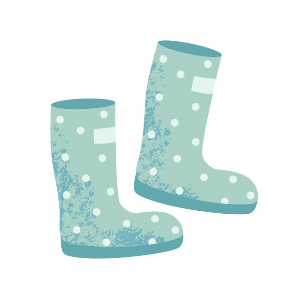 凉爽的蓝色膝盖高波点胶靴厚波纹鞋底，图标隔离在白色背景，平面风格矢量卡通插图图片下载