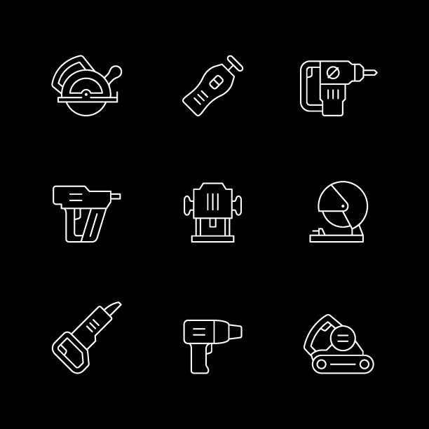 设置电动工具的线条图标图片下载