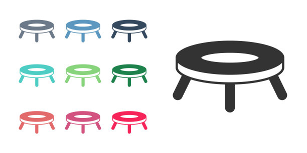 黑色蹦床图标孤立在白色背景上。设置彩色图标。向量图片下载