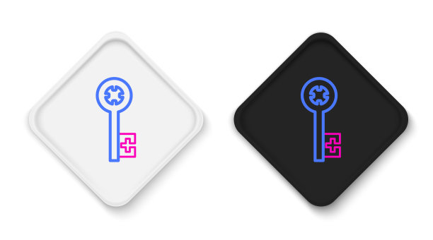 行旧键图标隔离在白色背景上。彩色轮廓概念。向量图片下载