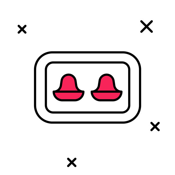 填充轮廓耳塞与存储盒图标隔离在白色背景。耳塞标志。噪音的象征。睡眠质量概念。向量图片下载