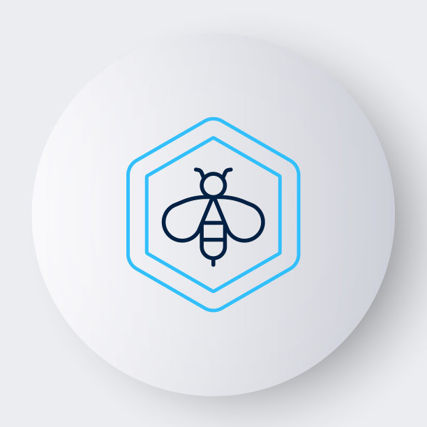 线蜜蜂和蜂巢图标隔离在白色背景上。蜂蜜的细胞。有翅膀符号的蜜蜂或apis。飞行昆虫。甜的天然食物。彩色轮廓概念。向量图片下载