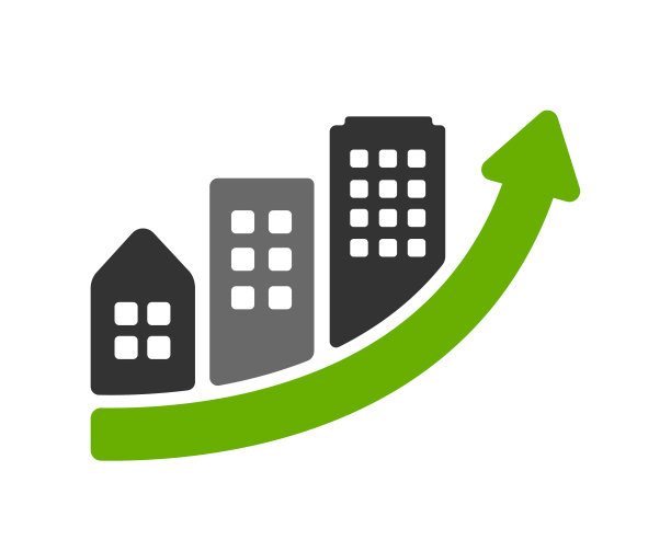 城市发展、地价上涨矢量图标说明图片下载