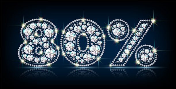 80%钻石逼真矢量eps10图片下载