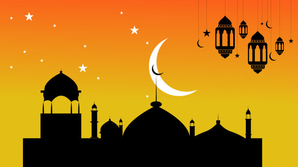 精美的伊斯兰贺卡插画背景图片下载