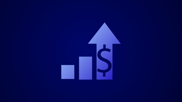 青色业务图利润与美元图标在深蓝色插图背景。图片下载