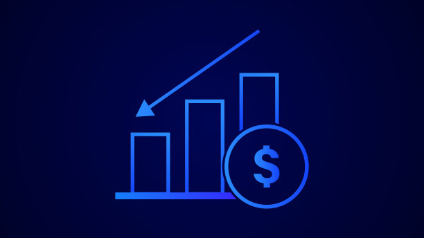 孤立的业务损失下降图形图标，高科技时尚发光的插图背景。图片下载