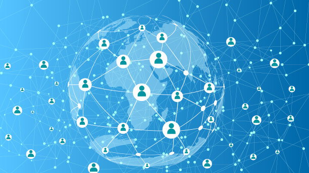 数字技术通信网络系统以蓝色插图为背景。图片下载