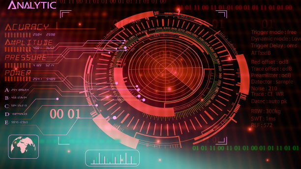 高科技设计与红色雷达光效现代未来插画背景图片下载