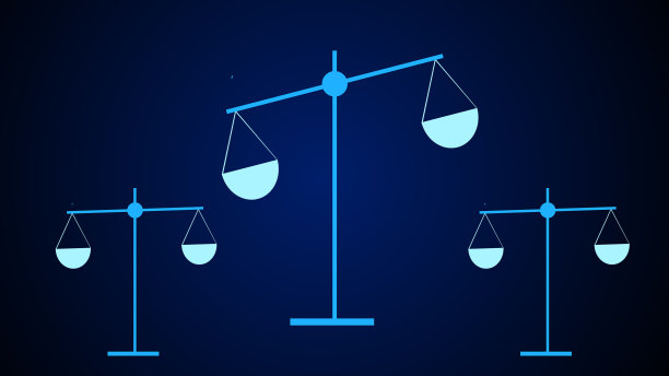 摘要青色商业天平正义图标上的蓝色配色插图背景。图片下载