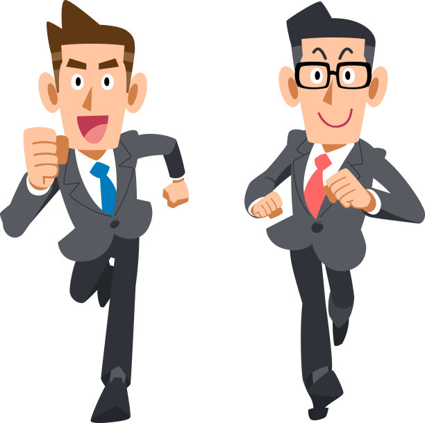 两个商人奔跑的形象图片下载