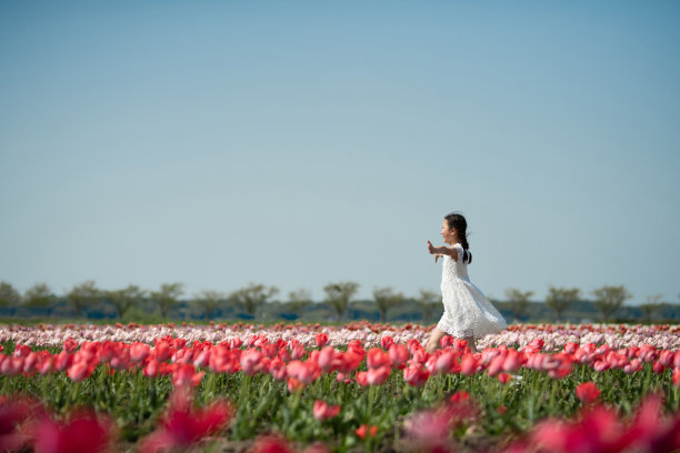在花园里玩耍的女孩图片下载