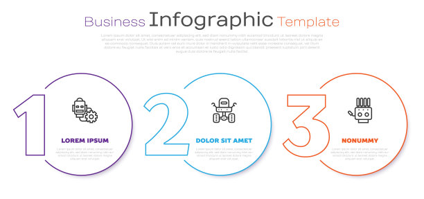 设定线机器人设定，火星探测器和机械机械手。业务信息图模板。向量图片下载