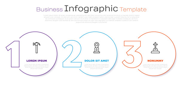 设置线锤，位置墓和墓与十字。业务信息图模板。向量图片下载