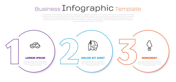 设定线汽车，全球变暖和树。业务信息图模板。向量图片下载
