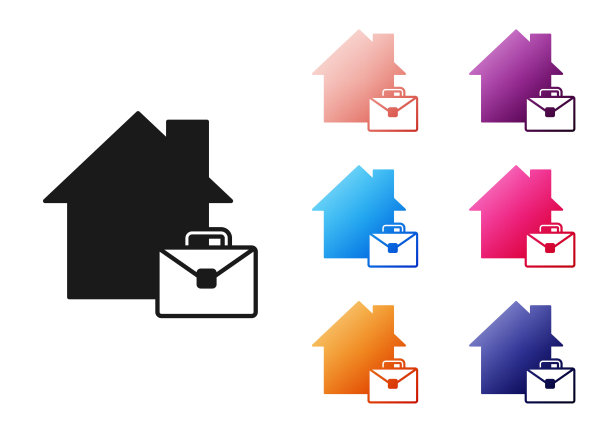 黑色在线工作图标孤立在白色背景上。自由职业者在家里用笔记本电脑工作。远程工作。遥远的工作概念。设置彩色图标。向量图片下载