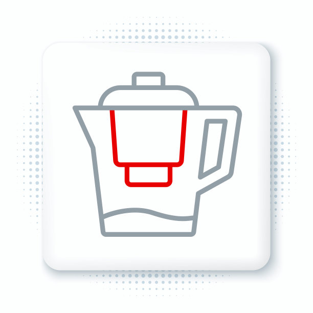 线水壶与过滤器图标隔离在白色背景。彩色轮廓概念。向量图片下载