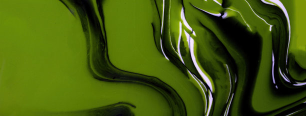 抽象流体艺术背景绿色，白色和黑色的颜色。丙烯画图片下载