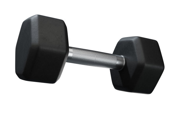 黑色橡胶哑铃与穿孔手柄图片下载