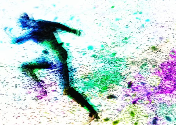 3d插图，结合图像效果与一个跑步的人的剪影图片下载