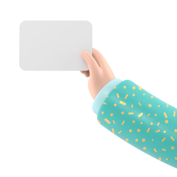 卡通手势图标模型。3D图标手持卡片或平板电脑手势，在白色背景上3D渲染。图片下载