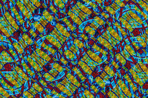 彩色非洲织物，无缝图案，数字油漆(水彩)，橙色，绿色和棕色，斜线，插图图片下载