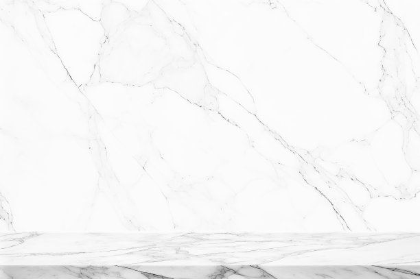 空白色大理石台面上的白墙模拟横幅抽象背景显示您的包装或模型设计模板，3d渲染图片下载