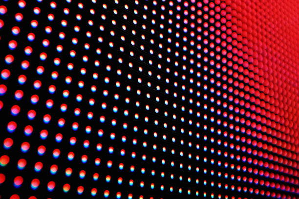 现代LED标识的细节，以红色和粉色显示单个像素图片下载