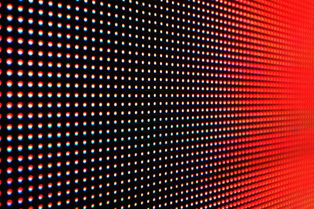 现代LED标识的细节，以红色、白色和粉色显示单个像素图片下载