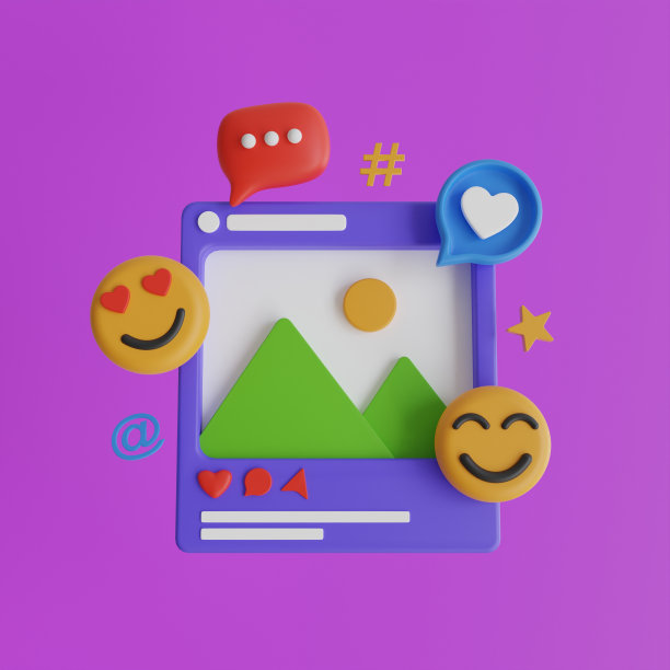 3D社交媒体平台，在线社交交流应用概念。图片下载