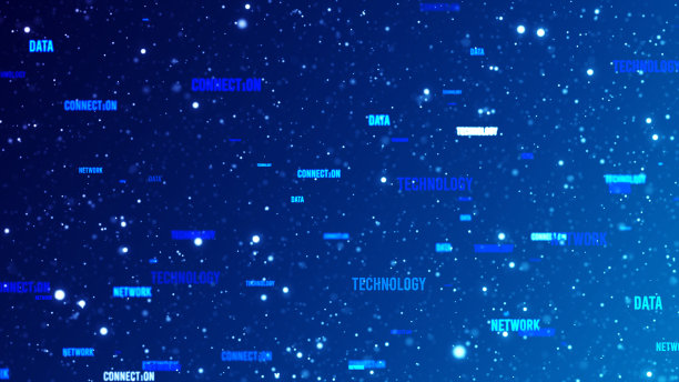 粒子与数字数据网络连接的数字网络空间。高速连接与数据分析技术数字抽象背景概念图片下载