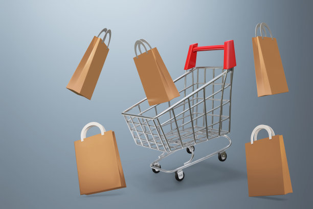 金属购物车的3d插图图片下载