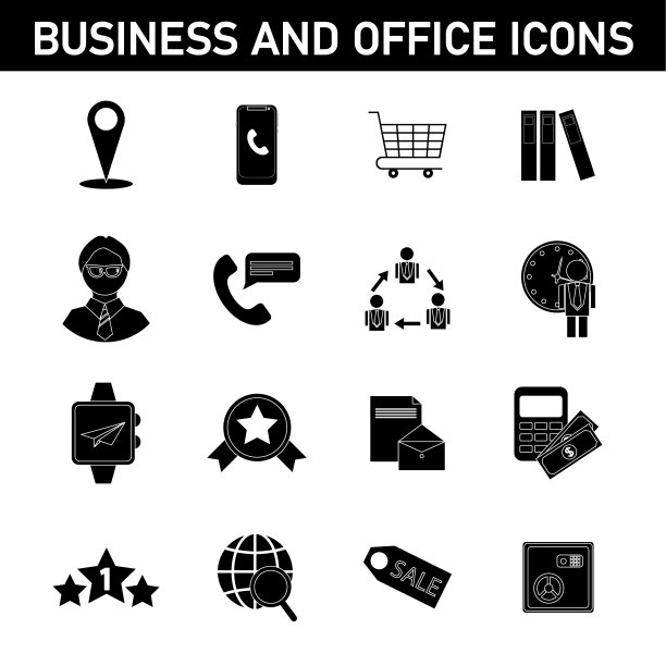 一组简单的业务图标图片下载