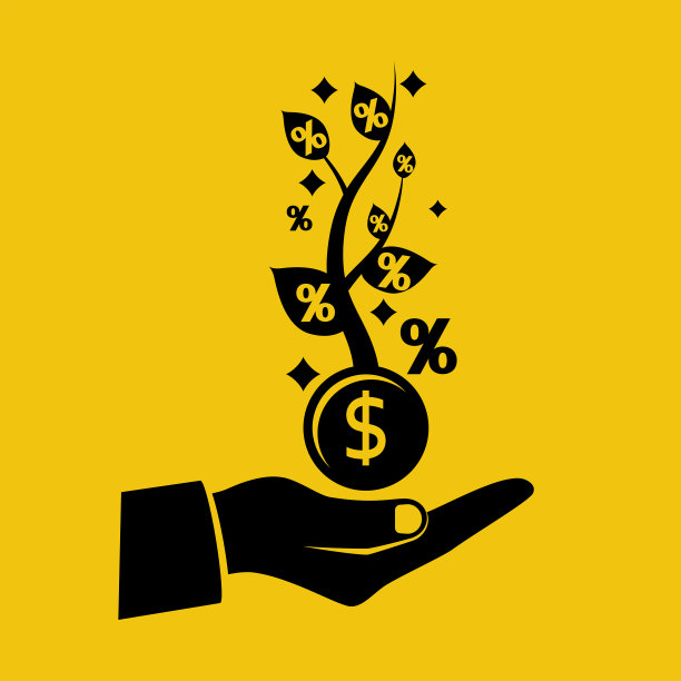 利息收入。存款。百分之树握在手里。图片下载