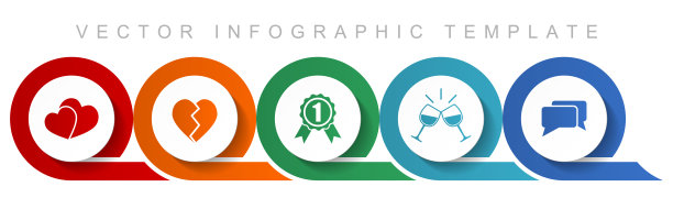 爱图标集，杂图标，如心形，徽章，吐司和聊天的网页设计和移动应用程序，平面设计信息图矢量模板在eps 10图片下载