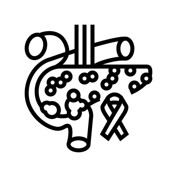 胰腺癌矢量线性图标图片下载
