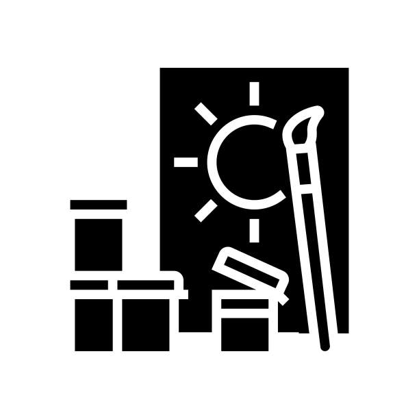 艺术孩子有趣的符号图标矢量插图图片下载